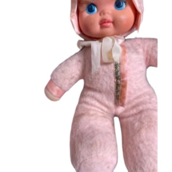 VTG 1983 Mattel PINK Snuggle Baby Soft Body Vinyl Face Doll 12 Washable - Picture 2 of 9